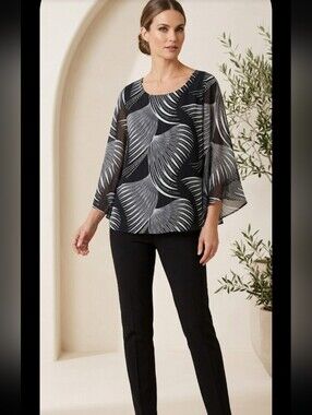 JM Collection Flutter Sleeve Blouse